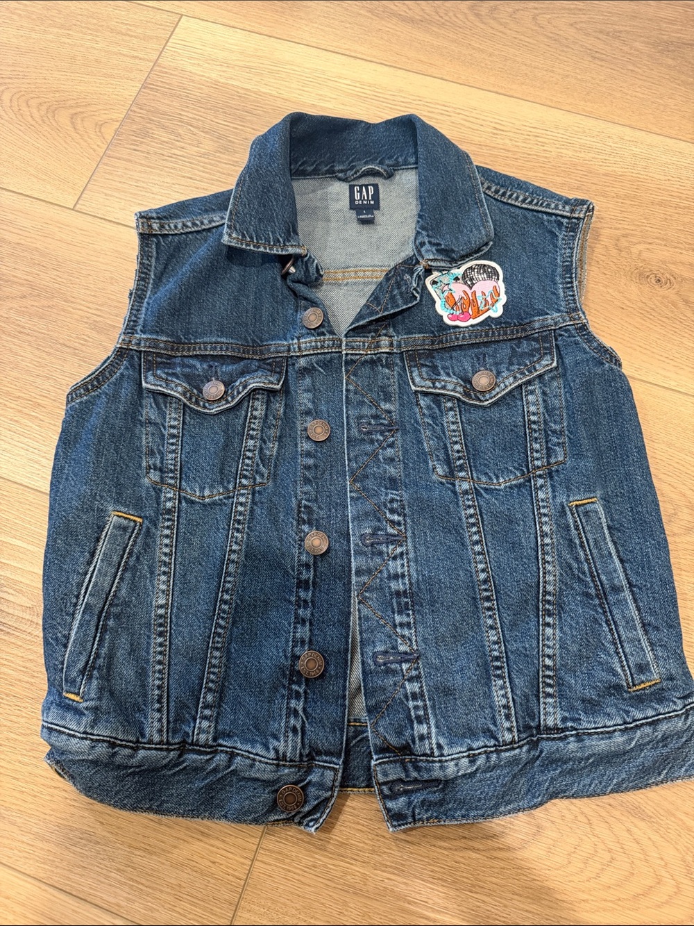 Upcycled Western Denim Jacket Girls Size Large - Picture 3 of 3
